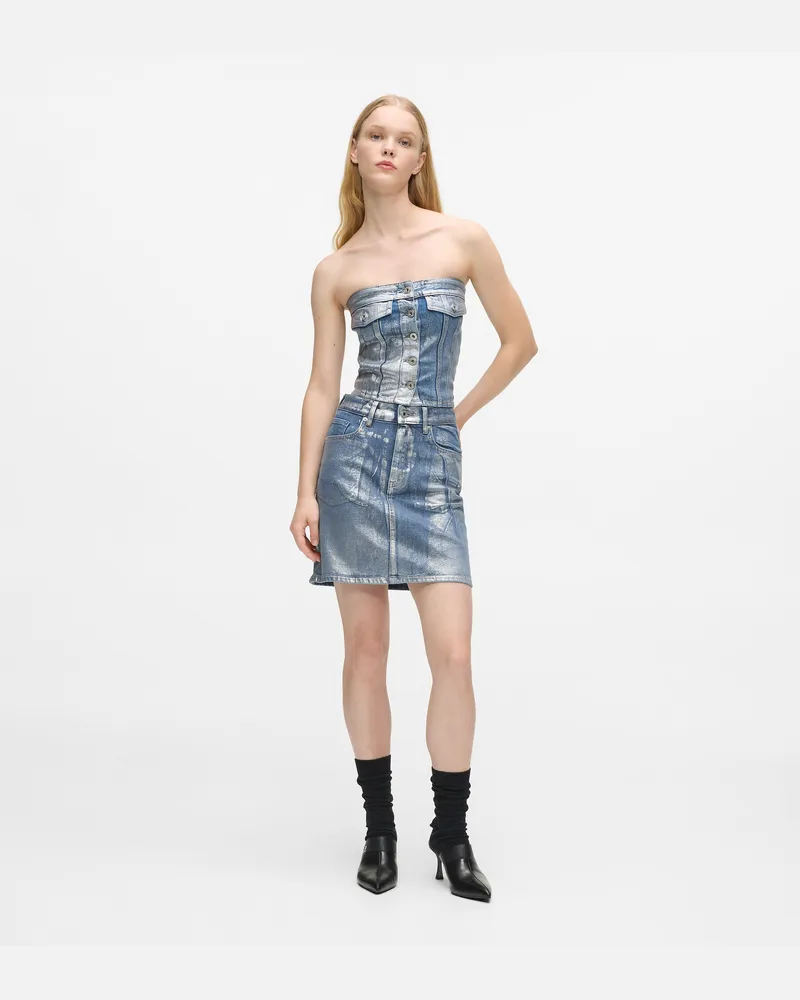 Karl Lagerfeld Minirock Aus Beschichtetem Denim, Damen, Beschichtetes Blau, Größe Beschichtetes