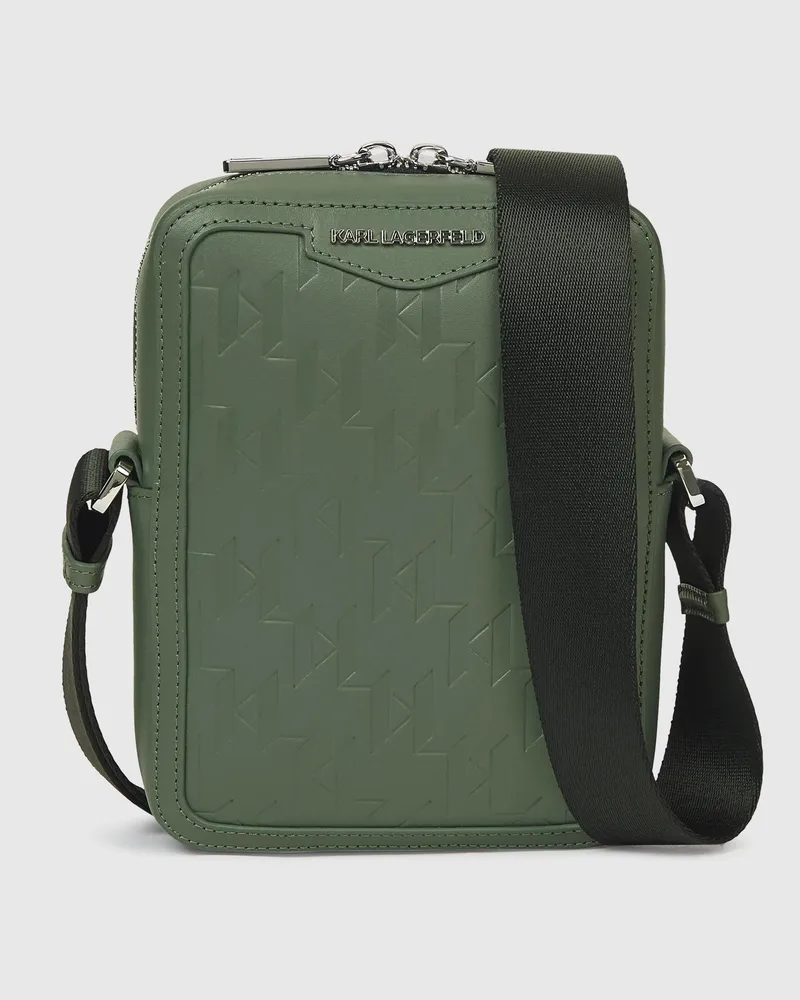 Karl Lagerfeld K/loom Umhängetasche Aus Leder, Male, Thymian, Size Green