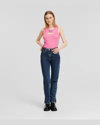 Karl Lagerfeld Klj gerade Geschnittene Jeans mit Hohem Bund und Geteiltem Saum, Frau, Blau Stone-washed Blau