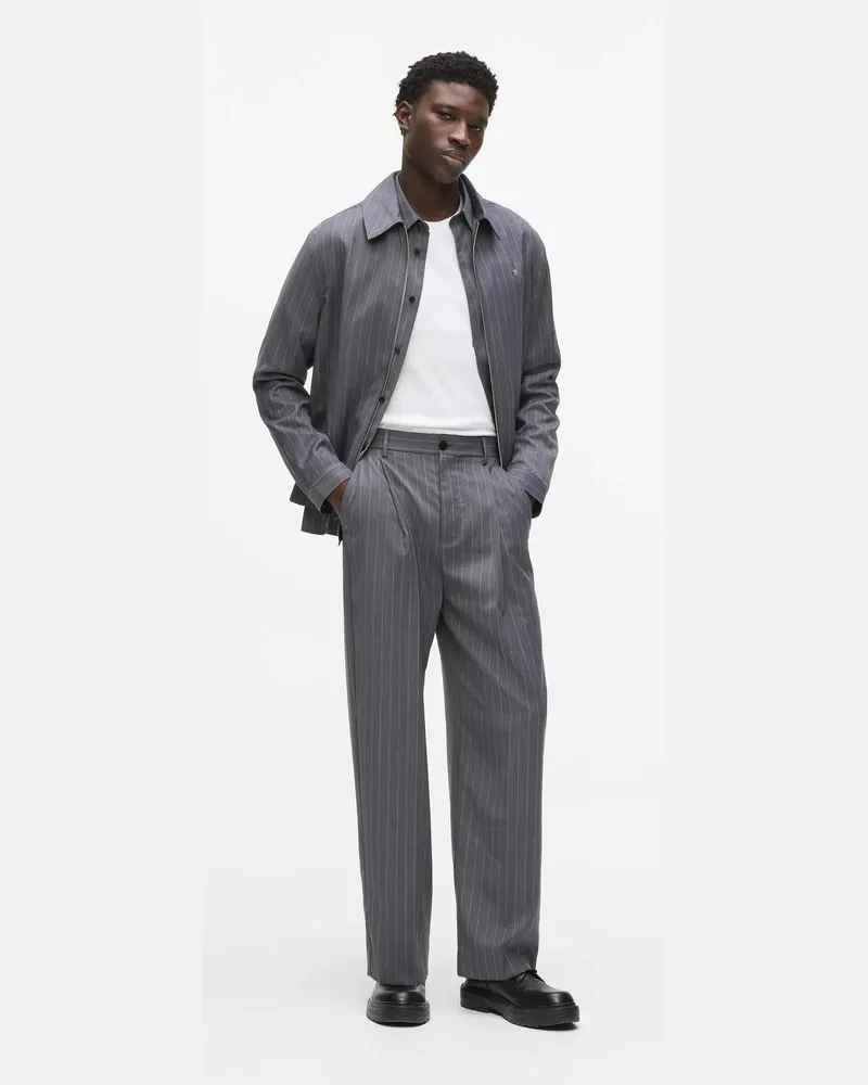 Karl Lagerfeld Nadelstreifenhose Aus Wolle, Herren, Schatten, Größe Schatten