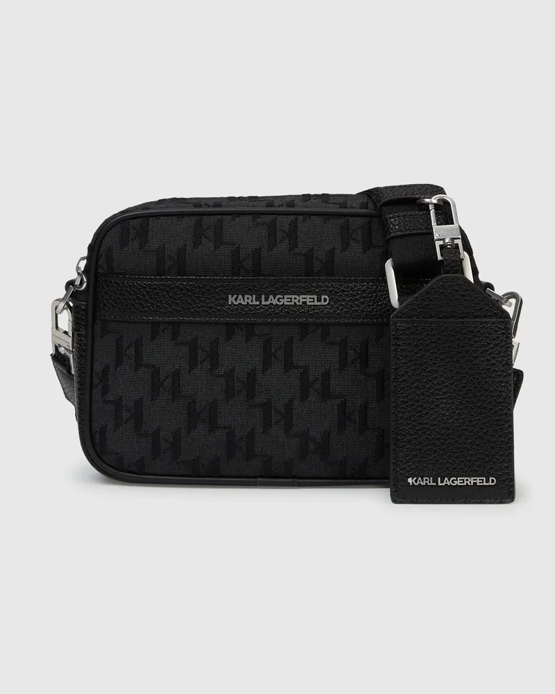 Karl Lagerfeld K/monogram Jacquard-kameratasche, Herren, Schwarz, Größe Schwarz