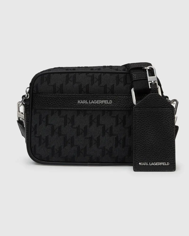 Karl Lagerfeld K/monogram Jacquard-kameratasche, Herren, Schwarz, Größe Schwarz