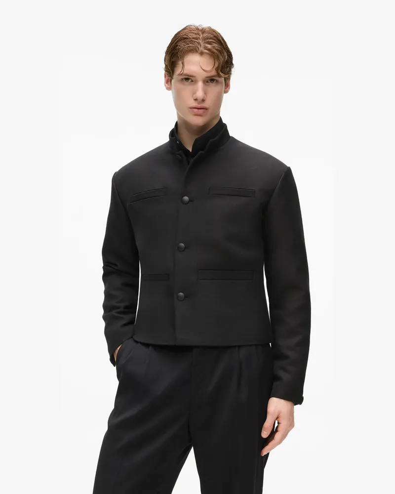 Karl Lagerfeld Kl Studio Kurz Geschnittene Jacke Mit Stehkragen, Male, Schwarz, Size Black