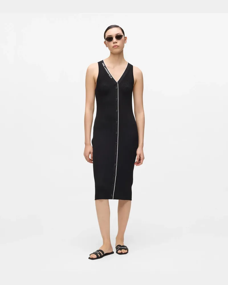 Karl Lagerfeld Strickkleid Mit Logo, Damen, Schwarz/weiss, Größe Schwarz