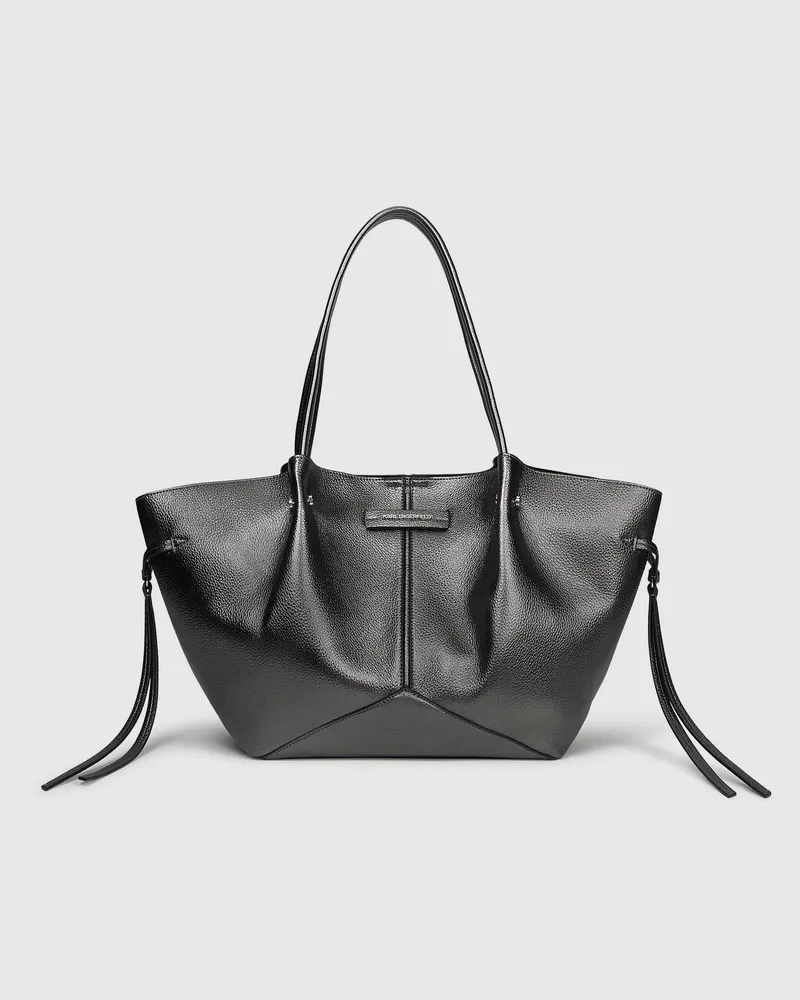 Karl Lagerfeld K/pierced Tote Bag In Metallic-optik, Damen, Gunmetal, Größe Gunmetal