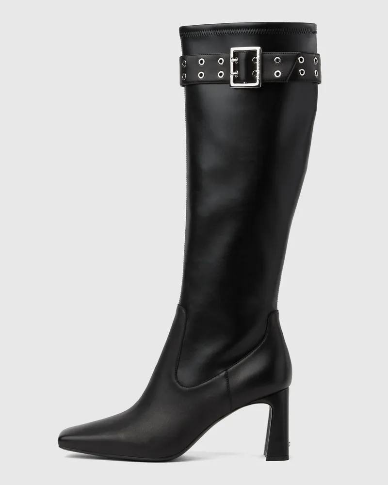 Karl Lagerfeld Kati Kniehohe Stiefel Mit Schnalle, Female, Verwaschenes Mittelblau, Size Black