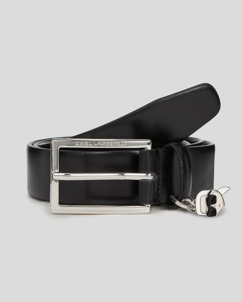 Karl Lagerfeld Ikon Gürtel Mit Anhänger, Damen, Schwarz-nickel, Größe Schwarz-nickel