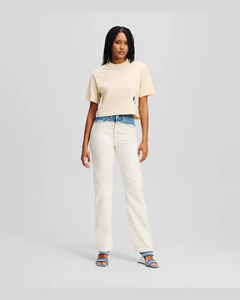 Karl Lagerfeld Hoch Geschnittene Ombré-jeans Mit Geradem Bein, Frau, Blau Ombre, Größe Blau