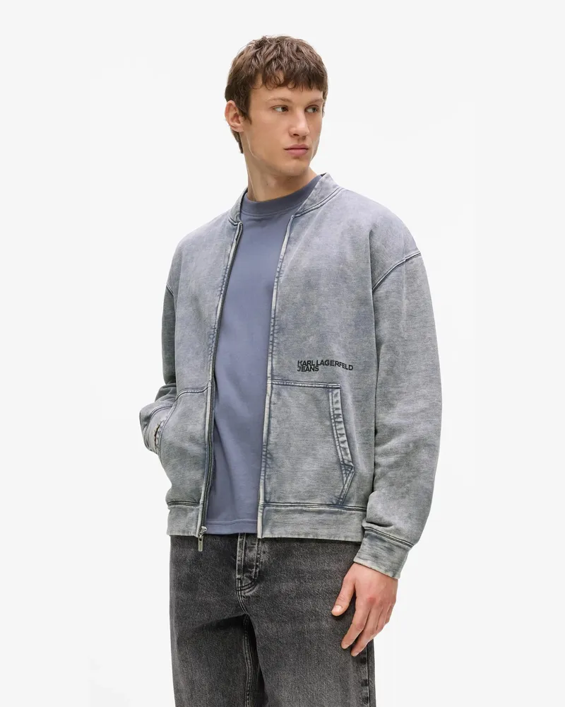 Karl Lagerfeld Sweatshirt Mit Waschung Und Reißverschluss, Herren, Grisaille, Größe Grisaille