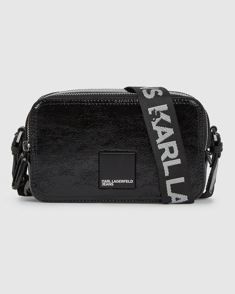Karl Lagerfeld Glänzende Kameratasche, Damen, Schwarz, Größe Schwarz