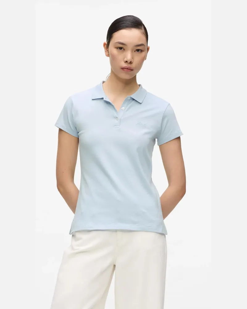 Karl Lagerfeld Signature Piqué-poloshirt, Damen, Kentucky Blau, Größe: Xxl Kentucky