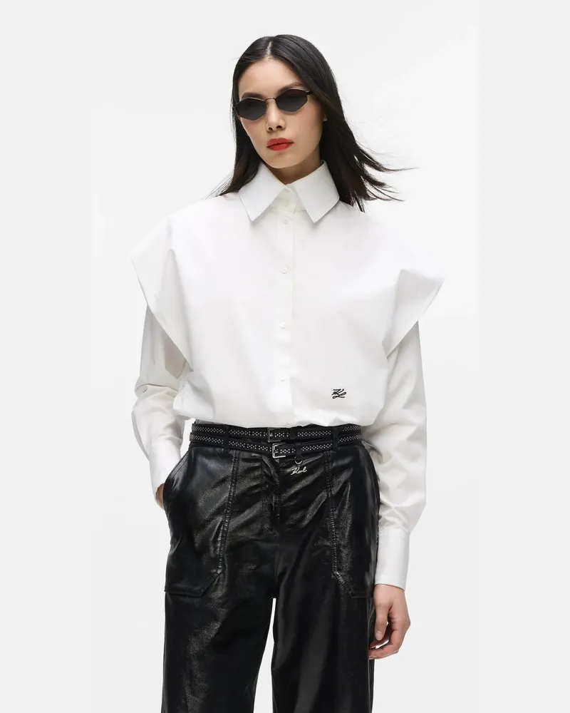 Karl Lagerfeld Hemd Mit Schulterdetails, Damen, Weiss, Größe Weiss