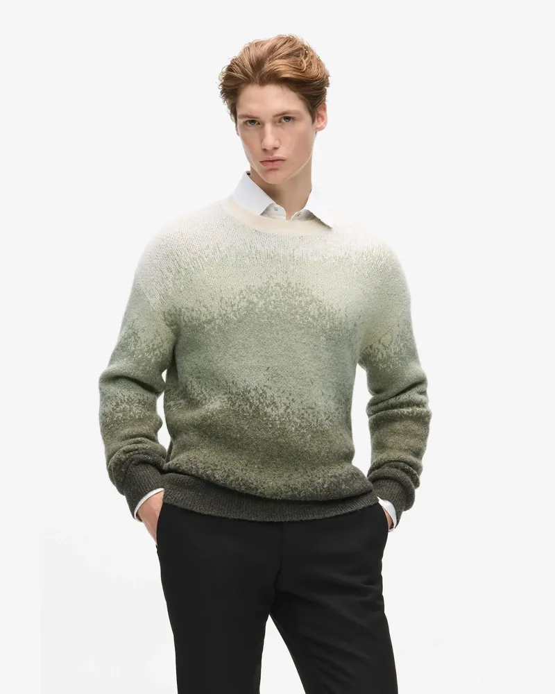 Karl Lagerfeld Pullover Mit Farbverlauf Und Rundhalsausschnitt, Male, Army Green, Size Green