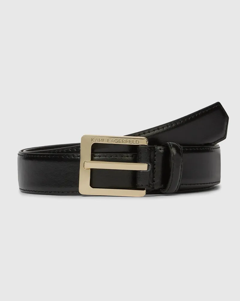 Karl Lagerfeld Klassischer Ledergürtel, Damen, Schwarz/gold, Größe Schwarz