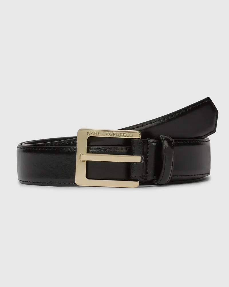 Karl Lagerfeld Klassischer Ledergürtel, Damen, Schwarz/gold, Größe Schwarz