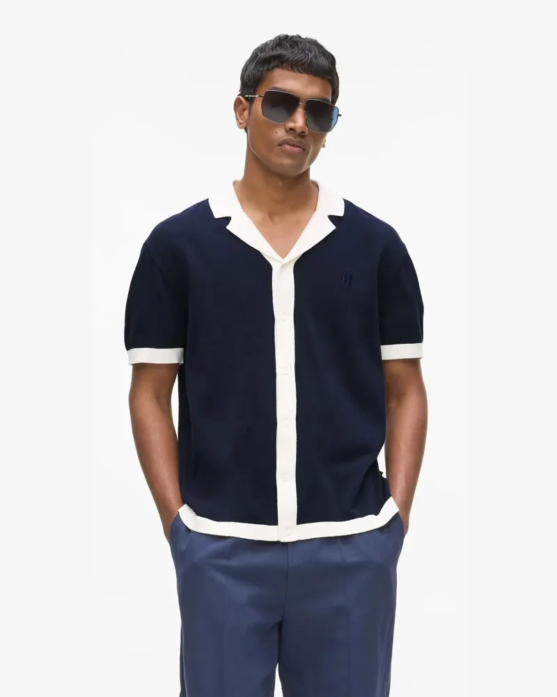 Karl Lagerfeld Gestricktes Polo Shirt Mit Monogram, Herren, Peacoat, Größe: Xs Peacoat