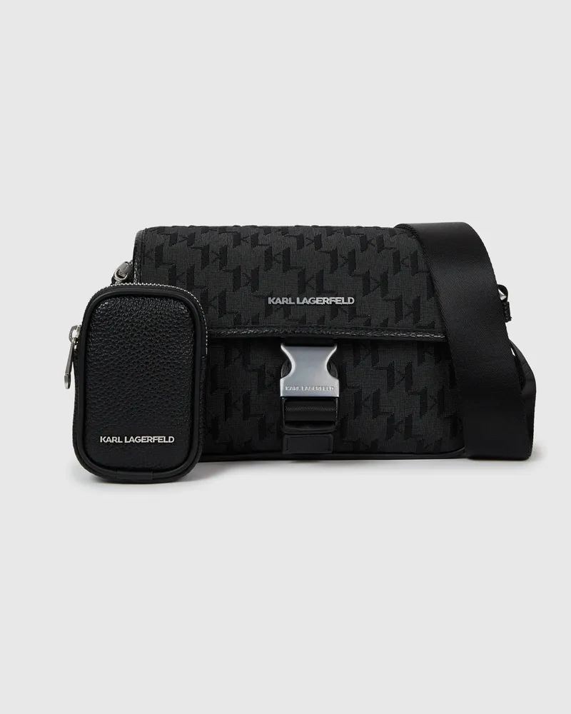 Karl Lagerfeld K/monogram Jacquard-messenger-bag, Herren, Schwarz, Größe Schwarz