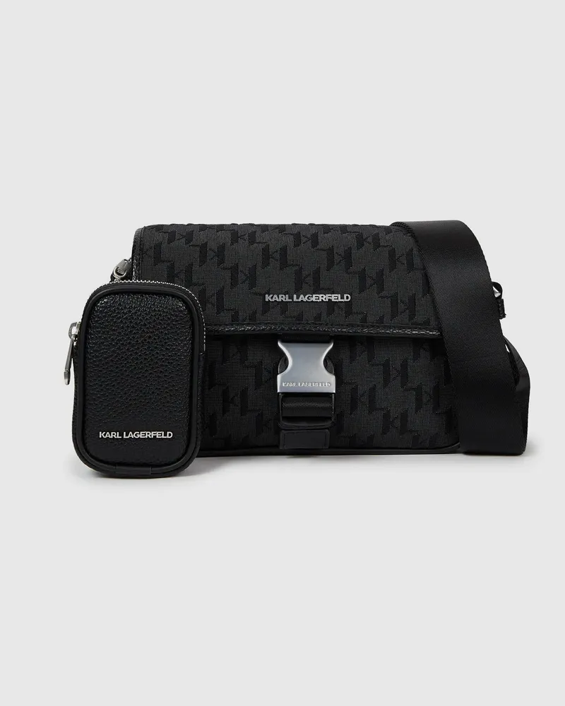 Karl Lagerfeld K/monogram Jacquard-messenger-bag, Herren, Schwarz, Größe Schwarz