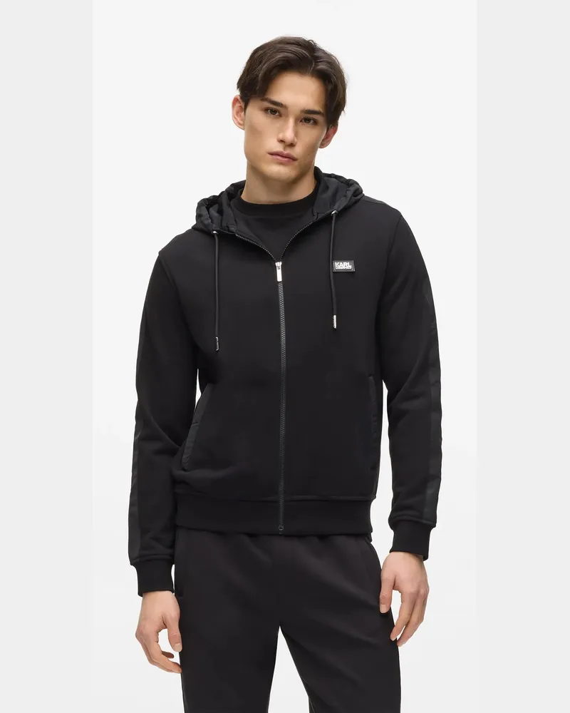Karl Lagerfeld Kapuzenpullover Mit Reißverschluss, Herren, Schwarz, Größe Schwarz