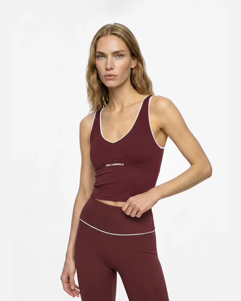 Karl Lagerfeld Athleisure-tanktop Mit Kontrastierender Paspelierung, Damen, Windsor Wine, Größe Windsor