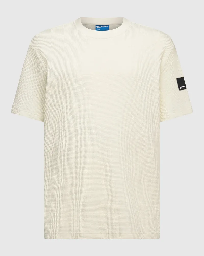 Karl Lagerfeld T-shirt Mit Waffelstruktur Und Box-logo, Male, Reiher, Size White