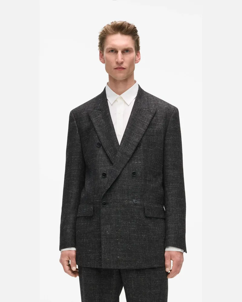 Karl Lagerfeld Zweireihige Strukturierte Anzugjacke, Male, Schwarz, Size Black