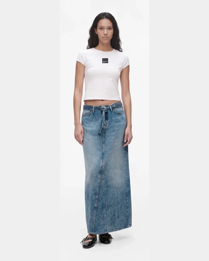 Karl Lagerfeld Maxirock Aus Jeansstoff Mit Gürtel, Damen, Sanft Getöntes Blau, Größe Sanft
