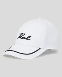 Karl Lagerfeld K/signature Kappe, Frau, Weiss/schwarz Weiss