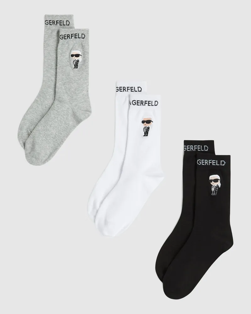 Karl Lagerfeld Ikon-socken – 3er-pack, Female, Schwarz/weiss/grau, Size Multicoloured