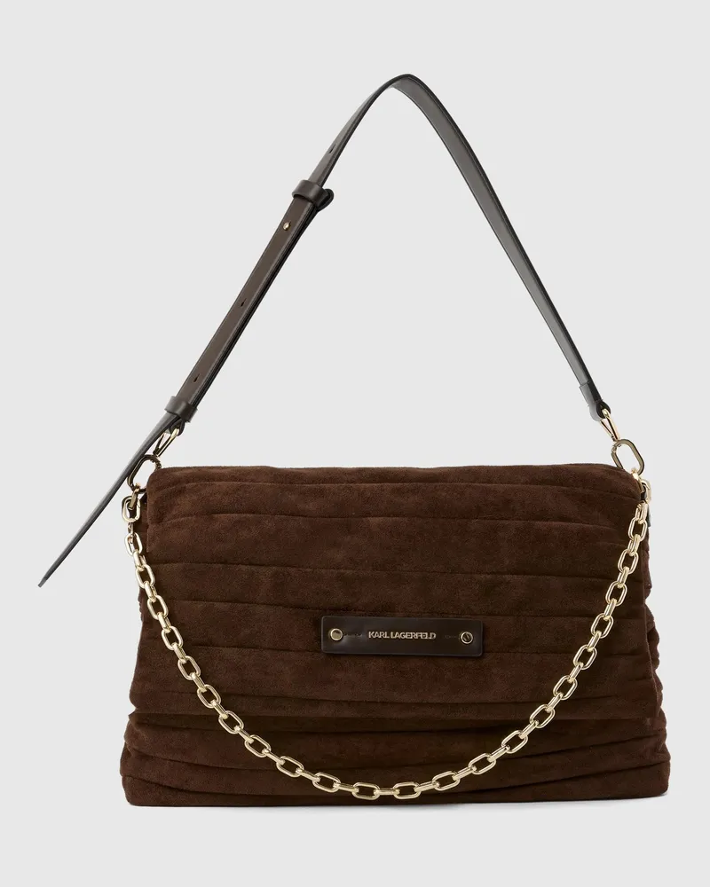 Karl Lagerfeld K/essential Plie Schultertasche Aus Kunstwildleder, Damen, Tobacco, Größe Tobacco