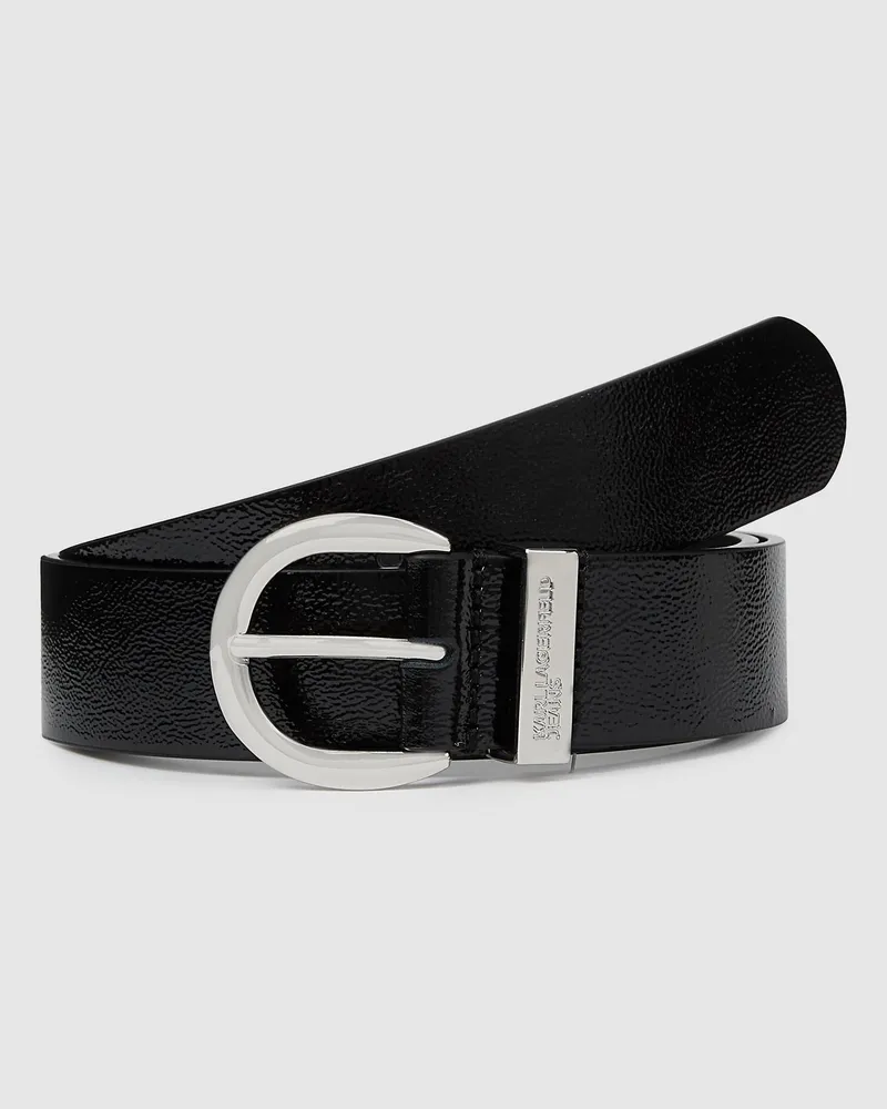 Karl Lagerfeld Ledergürtel Mit Runder Schnalle, Damen, Schwarz, Größe Schwarz