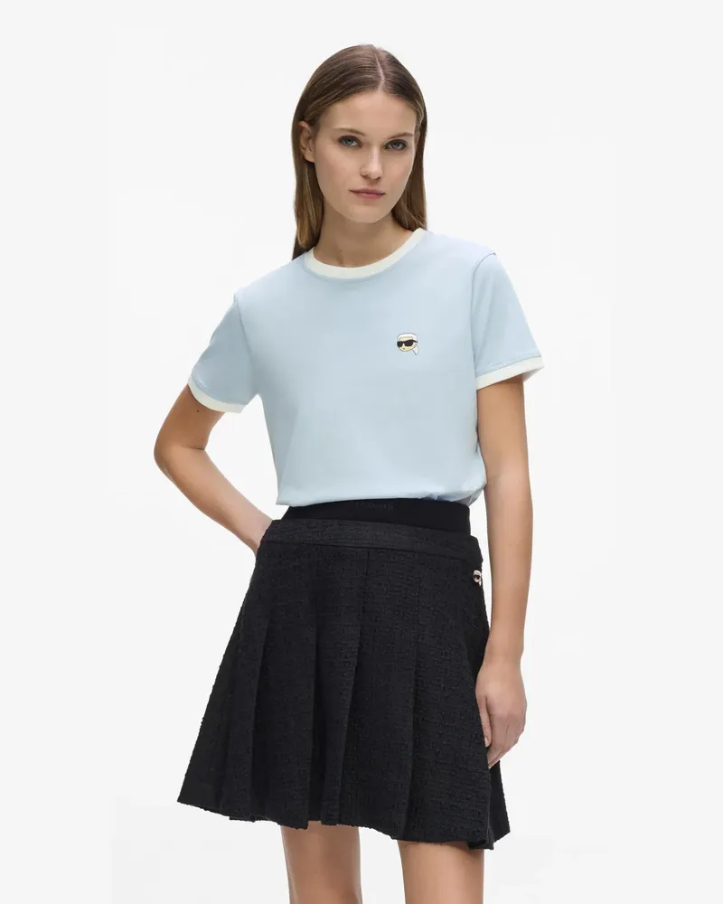 Karl Lagerfeld Ikon T-shirt Mit Kontrastierender Paspelierung, Damen, Kentucky Blau, Größe Kentucky