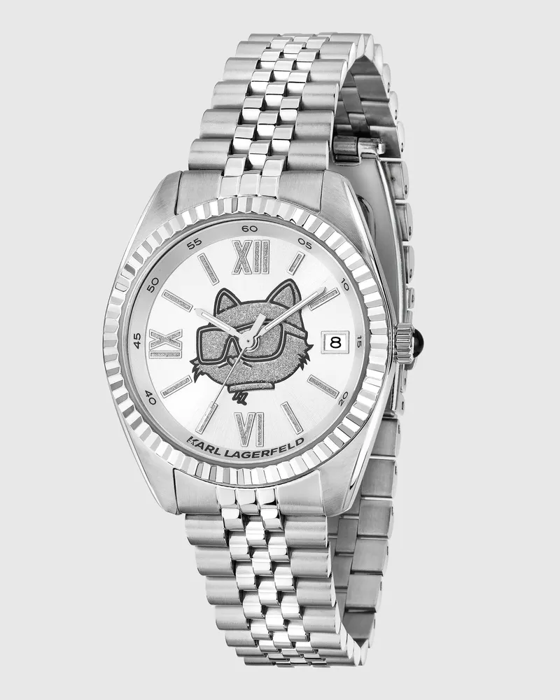Karl Lagerfeld Große Choupette Uhr, Female, Silver, Size Silver