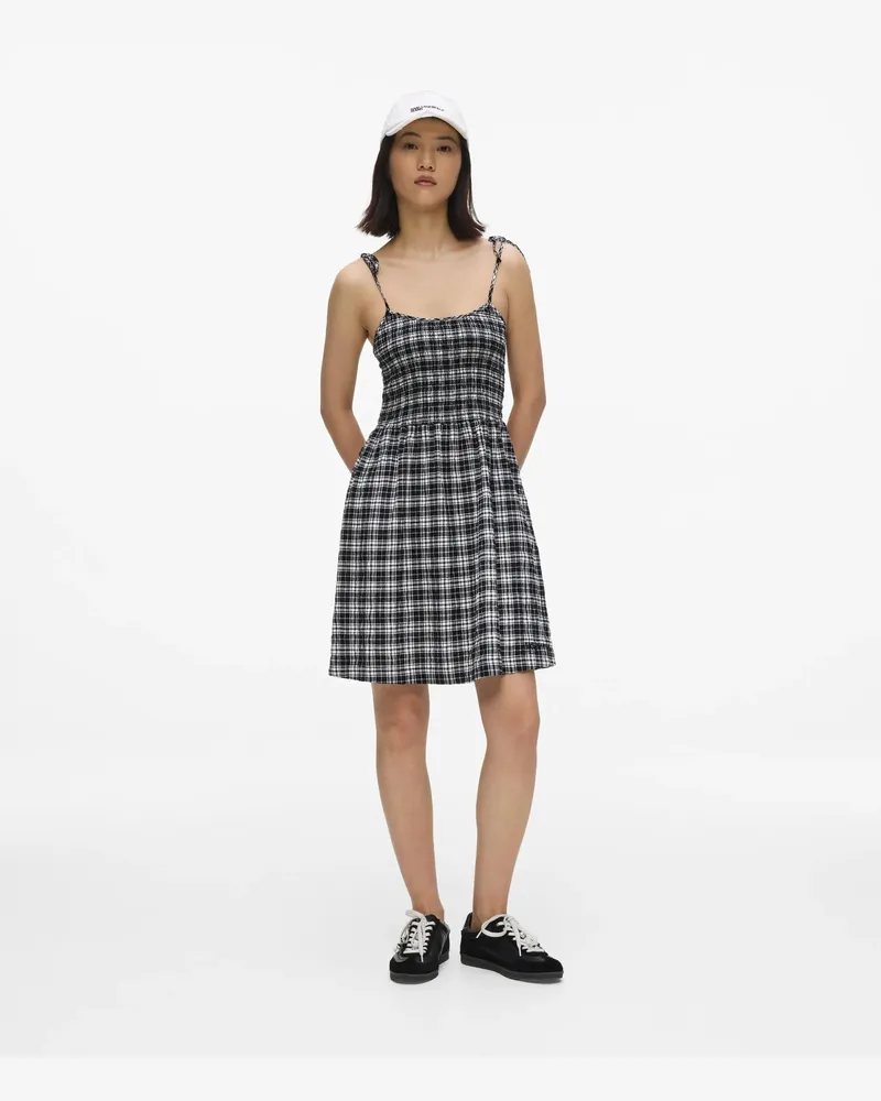 Karl Lagerfeld Kariertes Trägerkleid, Damen, Kleiner Schwarz-weiß Karierter Druck, Größe Kleiner