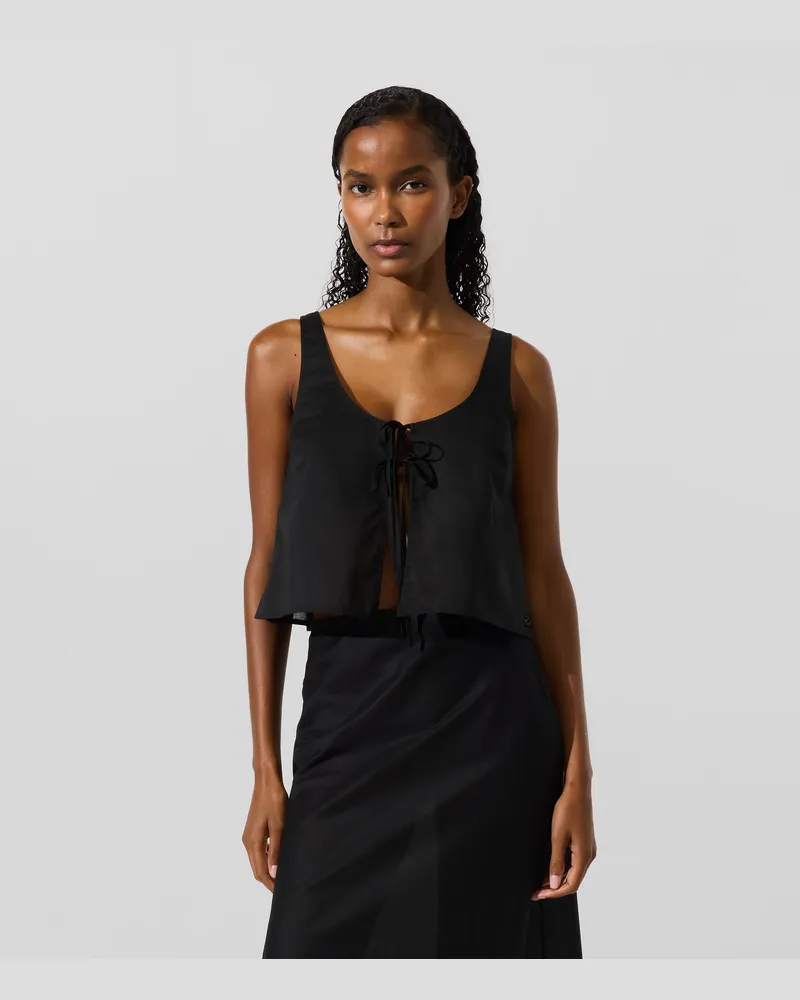 Karl Lagerfeld Strandtop Zum Knoten, Damen, Schwarz, Größe: Xs Schwarz