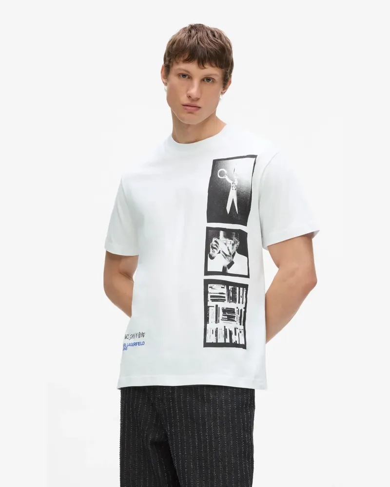 Karl Lagerfeld T-shirt Mit Polaroid-print, Herren, Weiss, Größe Weiss