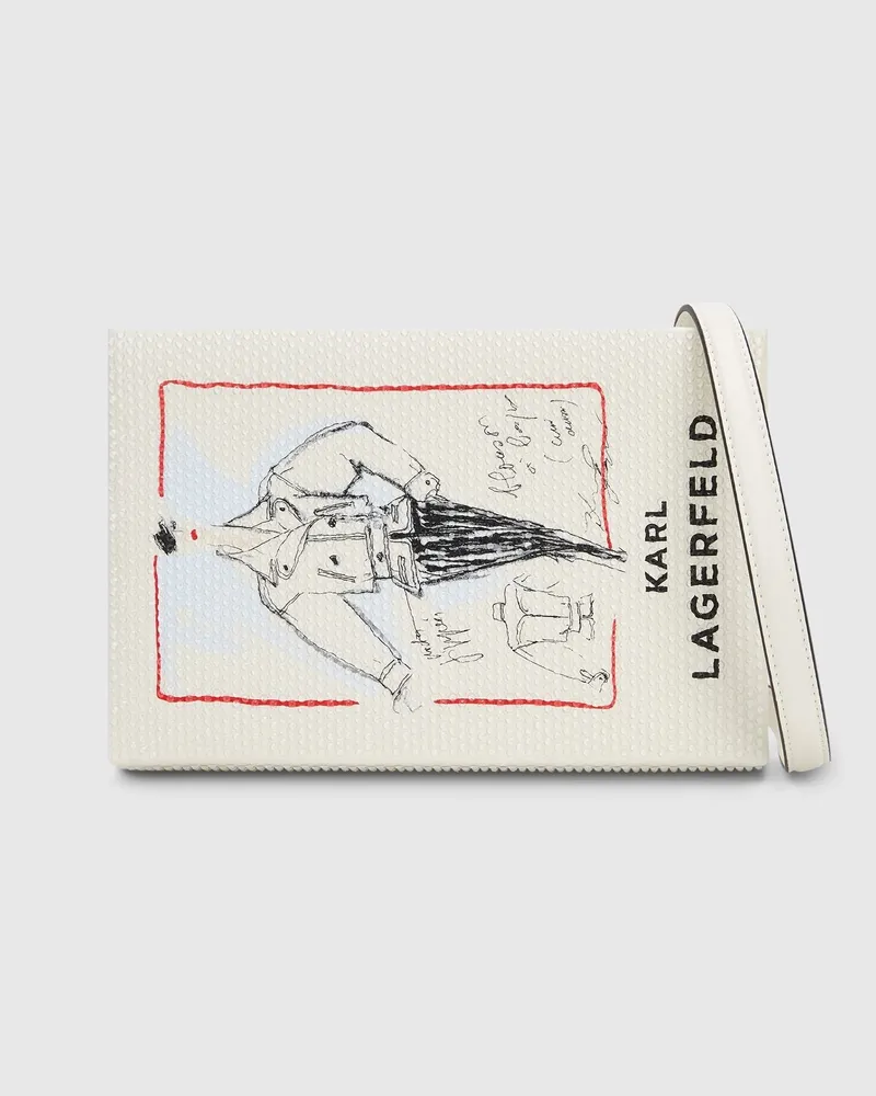 Karl Lagerfeld K/soiree Tasche Mit Minaudiere-skizze, Female, Cremeweiße Verzierungen, Size White