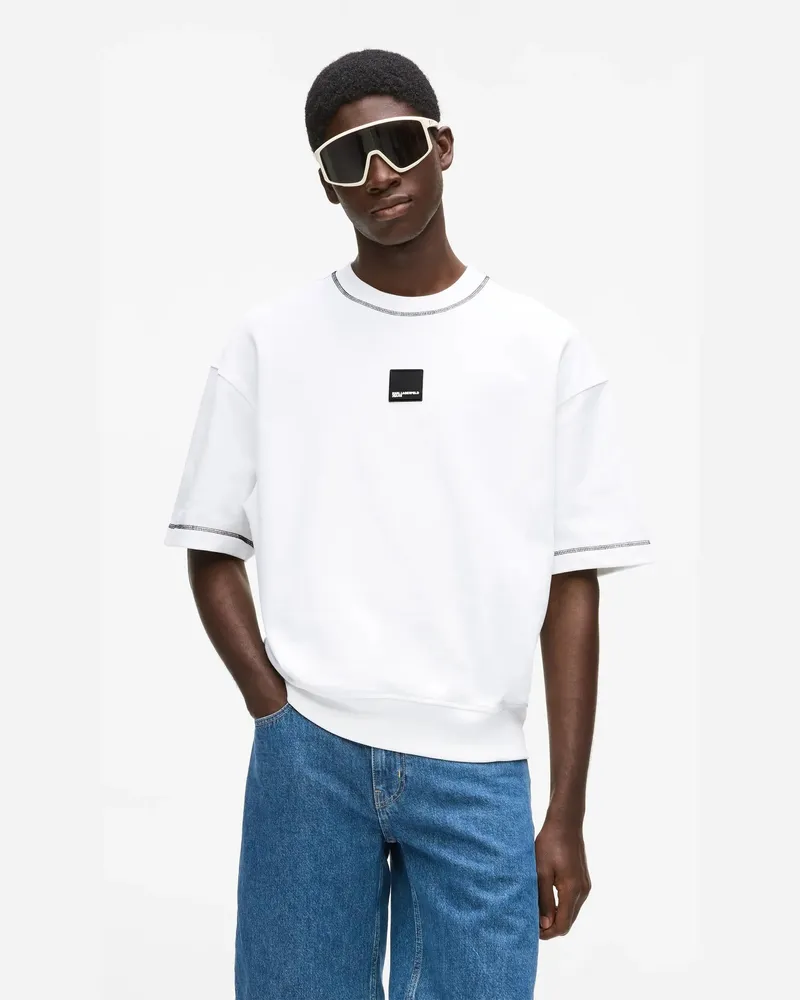 Karl Lagerfeld Kurzärmeliges Sweatshirt Mit Kontrastnähten, Herren, Weiss, Größe Weiss