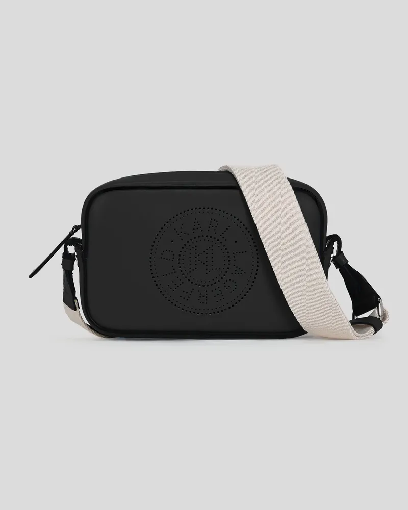 Karl Lagerfeld K/circle Umhängetasche Mit Lochmuster, Damen, Schwarz-nickel, Größe Schwarz-nickel