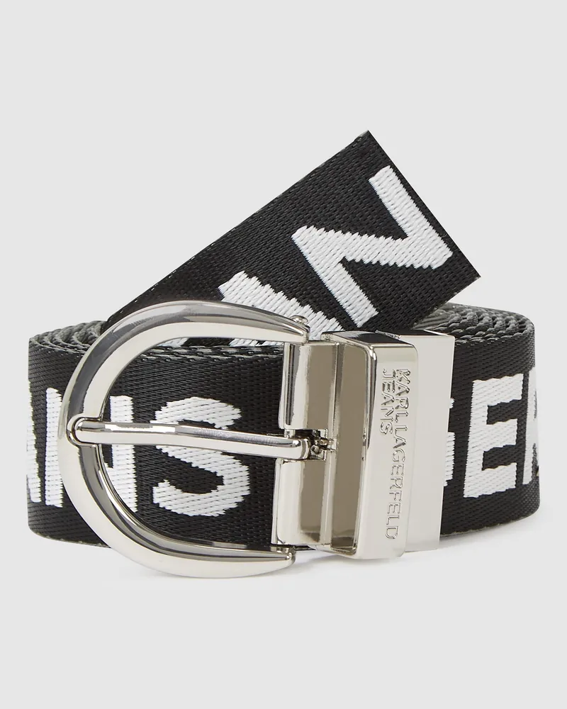 Karl Lagerfeld Wendbarer Gürtel Aus Gurtband, Damen, Schwarz/silber, Größe Schwarz