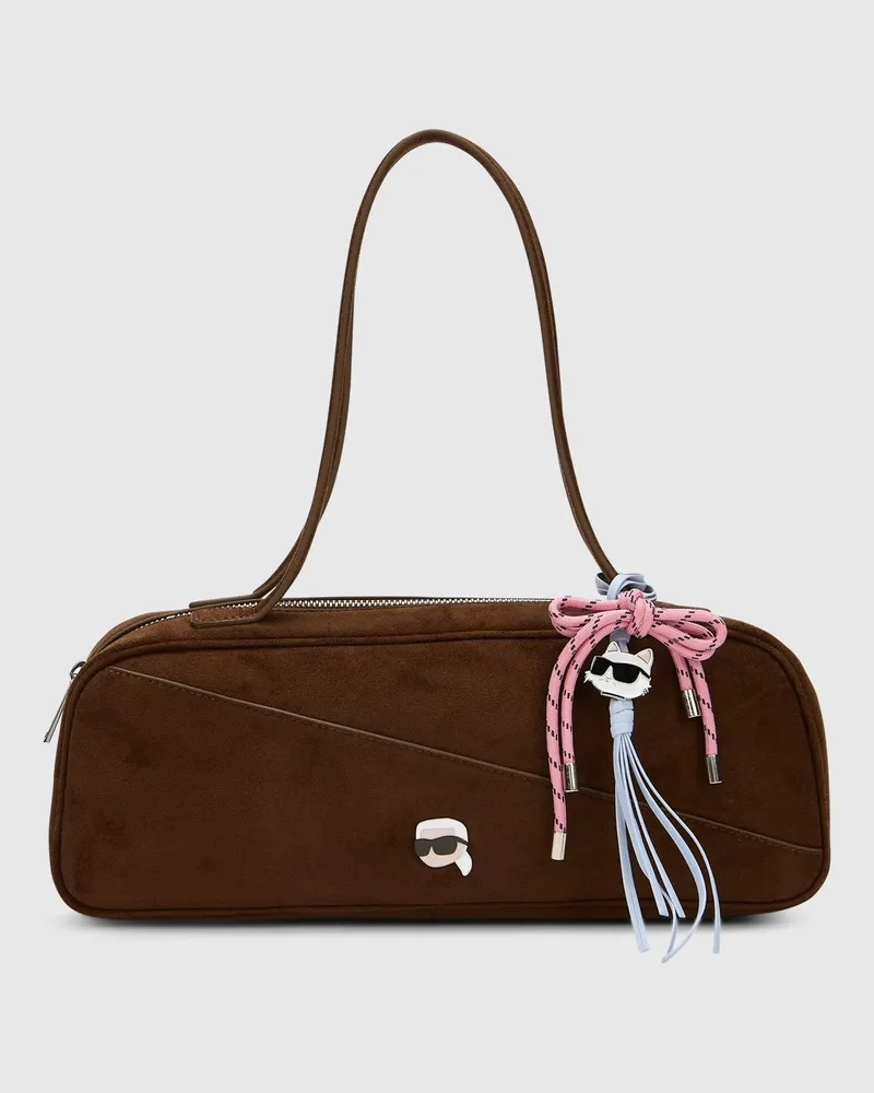 Karl Lagerfeld Ikon Schultertasche Aus Glattem Kunstwildleder, Female, Tobacco, Size Brown