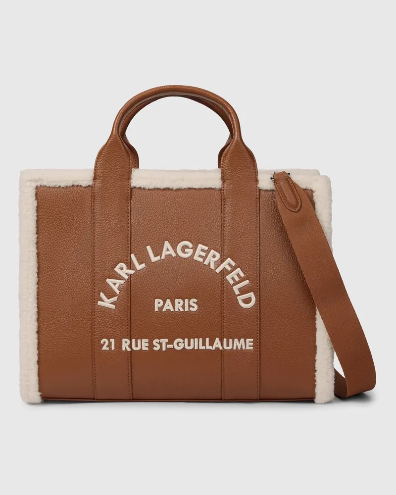 Karl Lagerfeld Mittelgroße Rue St-guillaume Tote Bag Aus Kunstlammfell, Damen, Dunkles Tan, Größe Dunkles