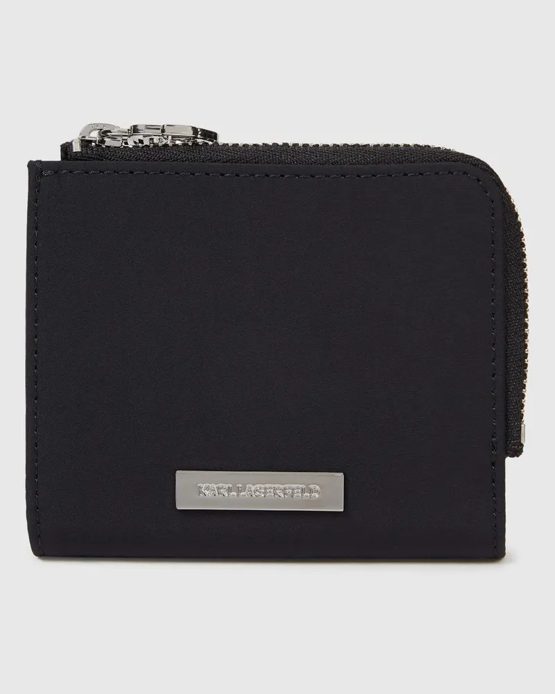 Karl Lagerfeld Ikon Nylon Kleines Klappportemonnaie, Damen, Schwarz, Größe Schwarz