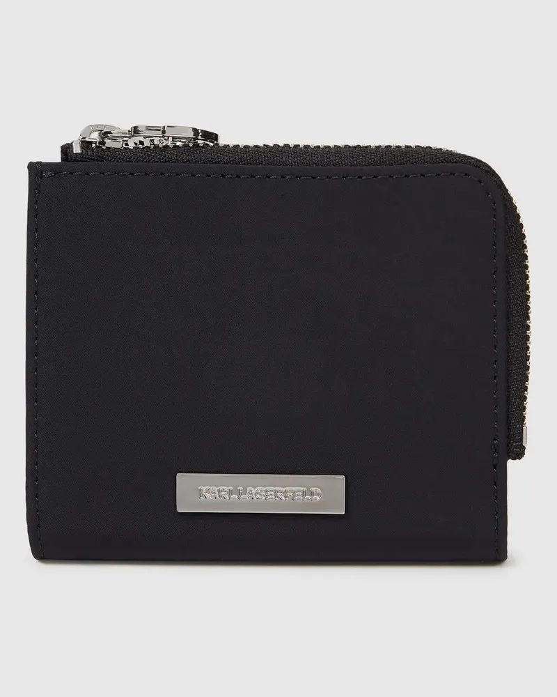 Karl Lagerfeld Ikon Nylon Kleines Klappportemonnaie, Damen, Schwarz, Größe Schwarz