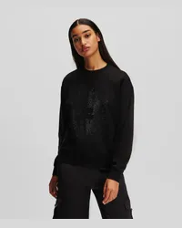 Karl Lagerfeld Karl kameo-sweatshirt mit Strasssteinen, Frau, Schwarz Schwarz