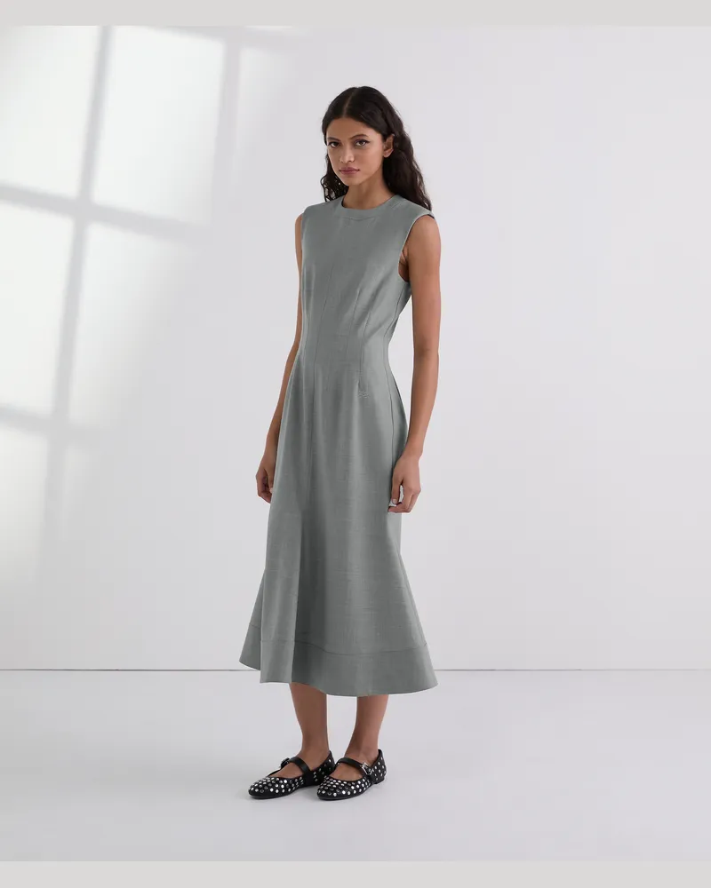 Karl Lagerfeld Couture-kleid Aus Wollstoff, Frau, Mittelgrau-Melange, Größe Mittelgrau-melange
