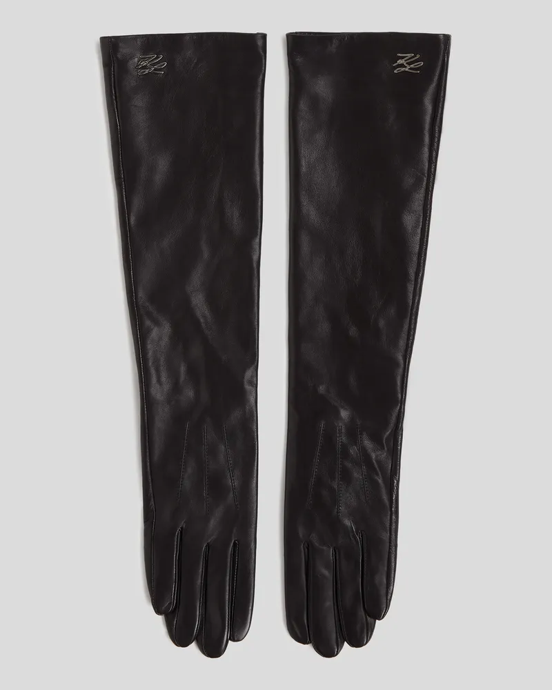 Karl Lagerfeld K/autograph lange Lederhandschuhe, Frau, Schwarz, Größe Schwarz