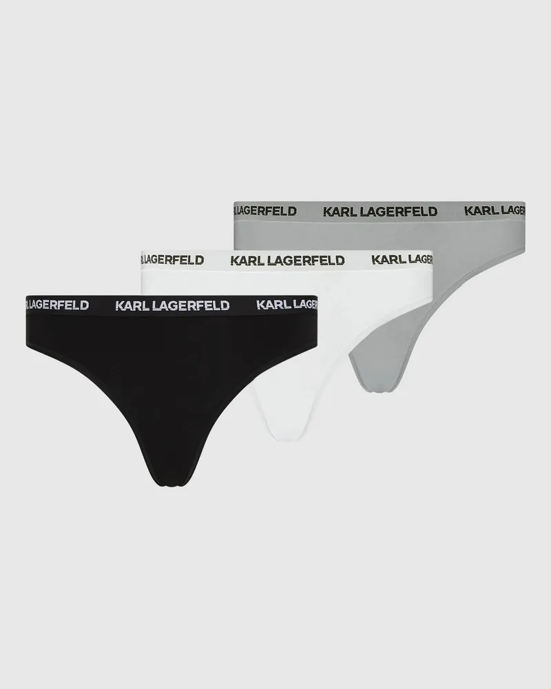 Karl Lagerfeld Slip Mit Logo – 3er-set, Damen, Schwarz/weiss/grau, Größe Schwarz