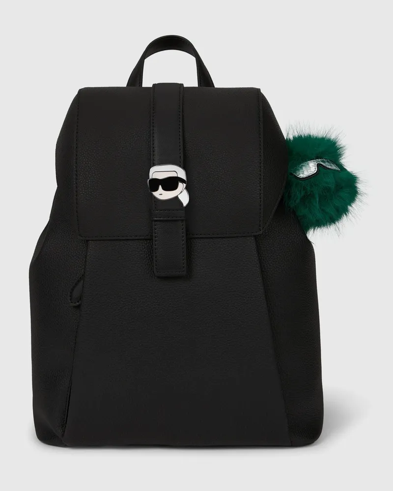 Karl Lagerfeld Ikon Pebble Rucksack Mit Anhänger, Damen, Schwarz, Größe Schwarz