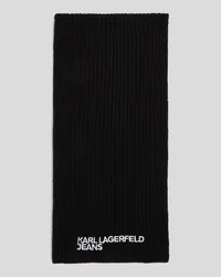 Karl Lagerfeld Klj rippstrick-schal mit Logo, Mann, Schwarz Schwarz